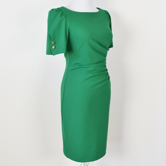 DKNY Ruched Short Puff Sleeve Sheath Dress - 8P - Picture 6 of 9